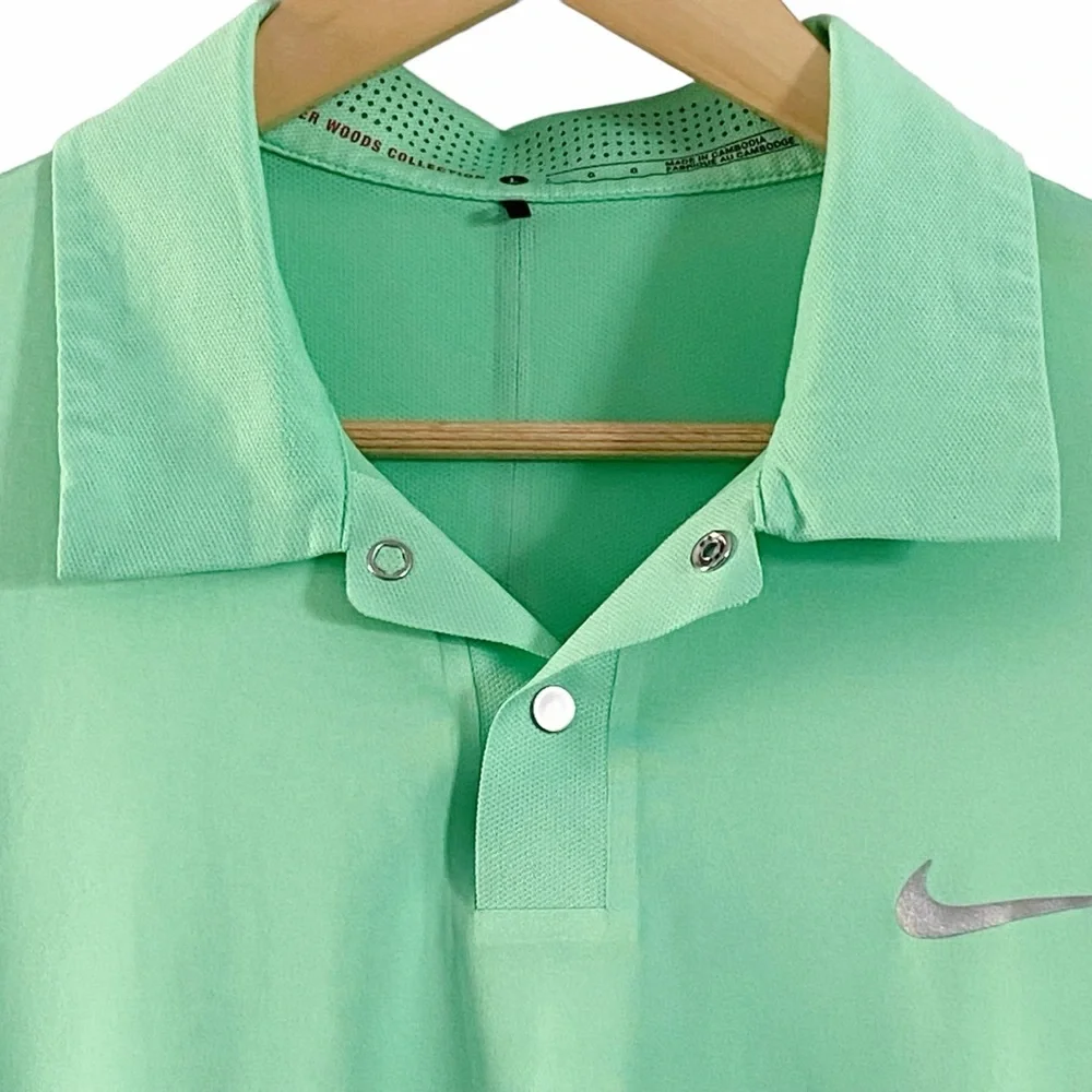 Nike Tiger Woods Golf Polo Shirt Size Men’s Large Green Dri Fit